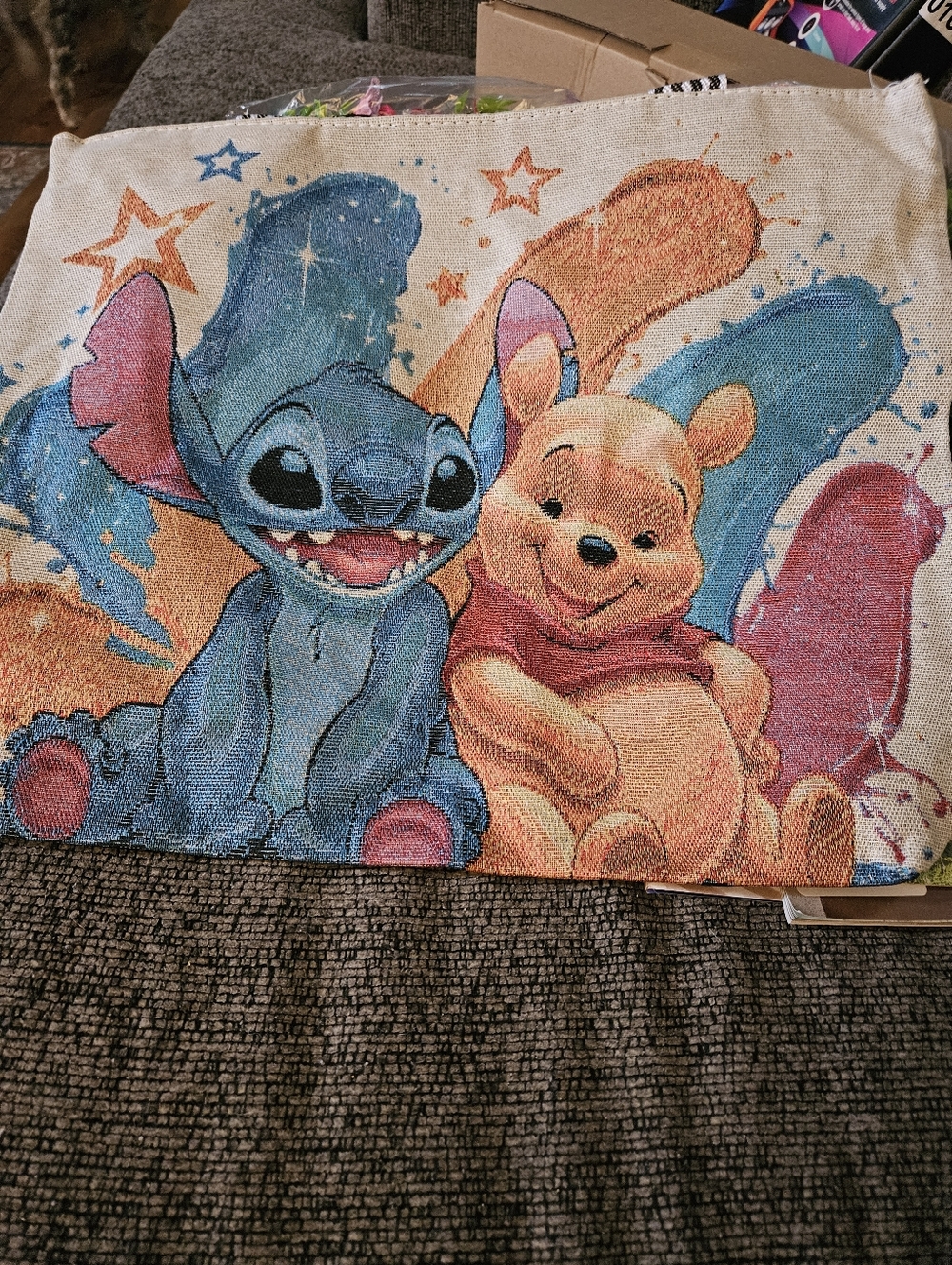 Disney Stitch & Winnie the Pooh Printed Canvas Tote